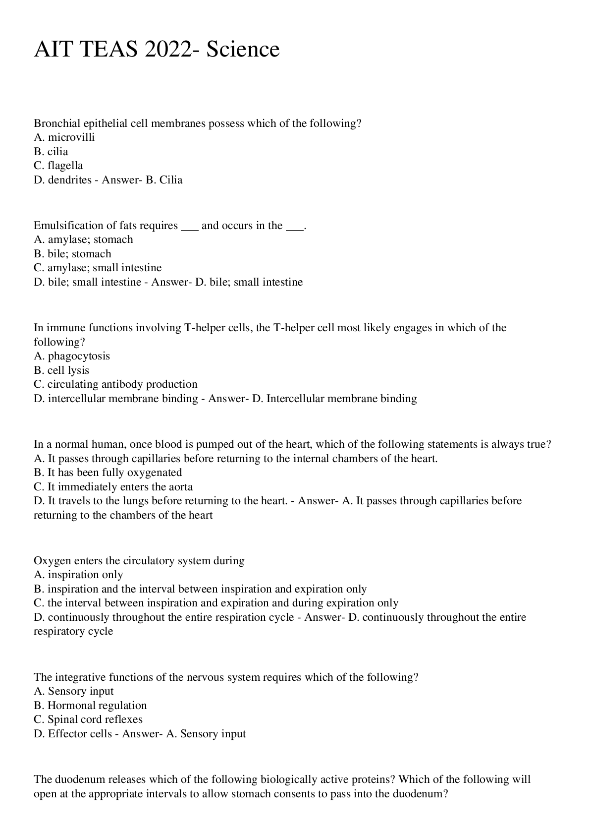 Preview image for AIT TEAS 2022- Science Section